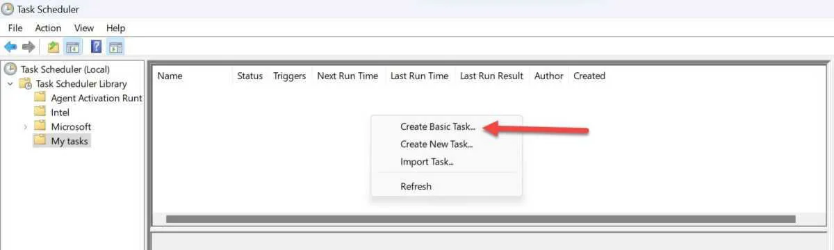 Create New ‘Basic Task’